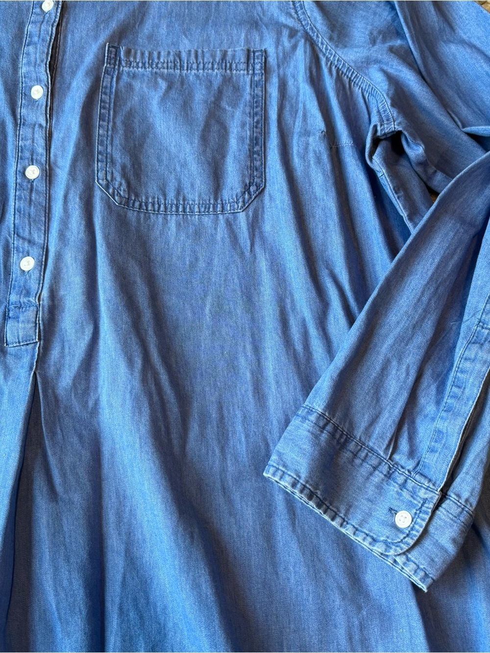 Old Navy Blue Long-Sleeve Denim Shirt Dress XXL Chambray - Picture 4 of 5